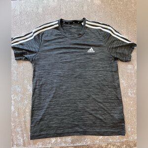 adidas primegreen sports t shirt heather gray/grey mens medium training top